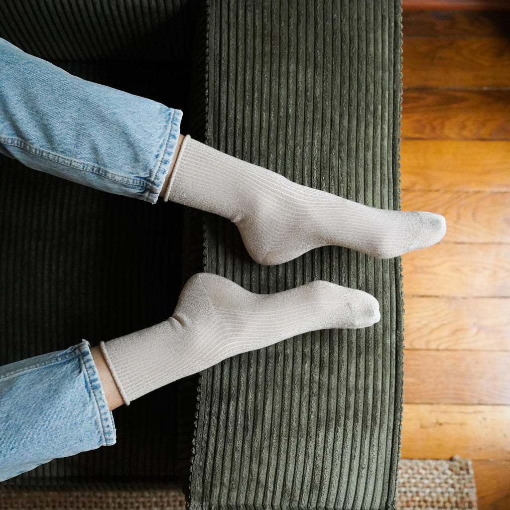 Chaussettes Lurex Pailletées Écologique - Beige