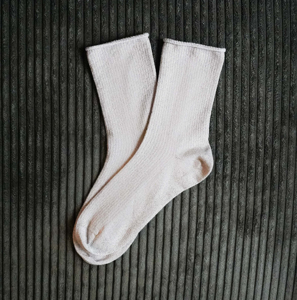 Chaussettes Lurex Pailletées Écologique - Beige