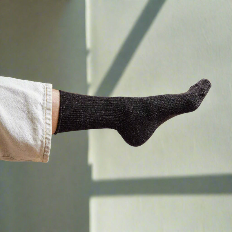 Chaussettes Lurex Pailletées En Lyocell Écologique - Chocolat Marron Foncé