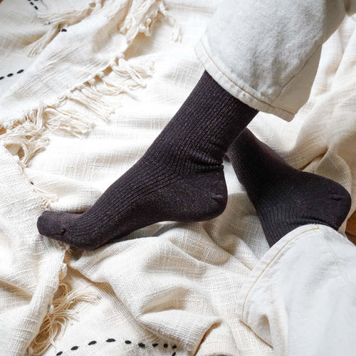 Chaussettes Lurex Pailletées En Lyocell Écologique - Chocolat Marron Foncé