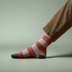 Stribede Strømper I Merinould - Beige Og Orange