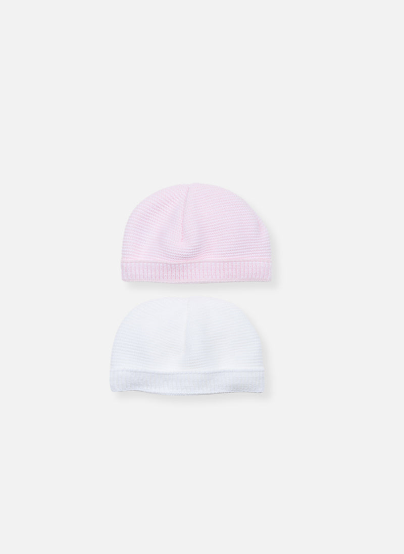 Lot De 2 Bonnets - Blanc/Rose