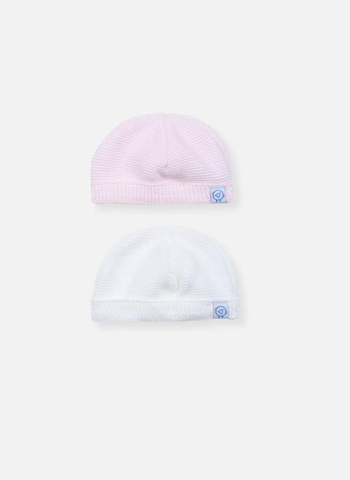 Lot De 2 Bonnets - Blanc/Rose