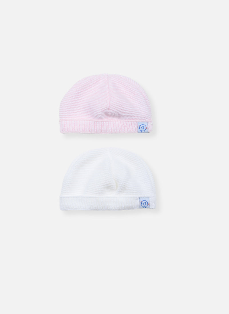 Lot De 2 Bonnets - Blanc/Rose