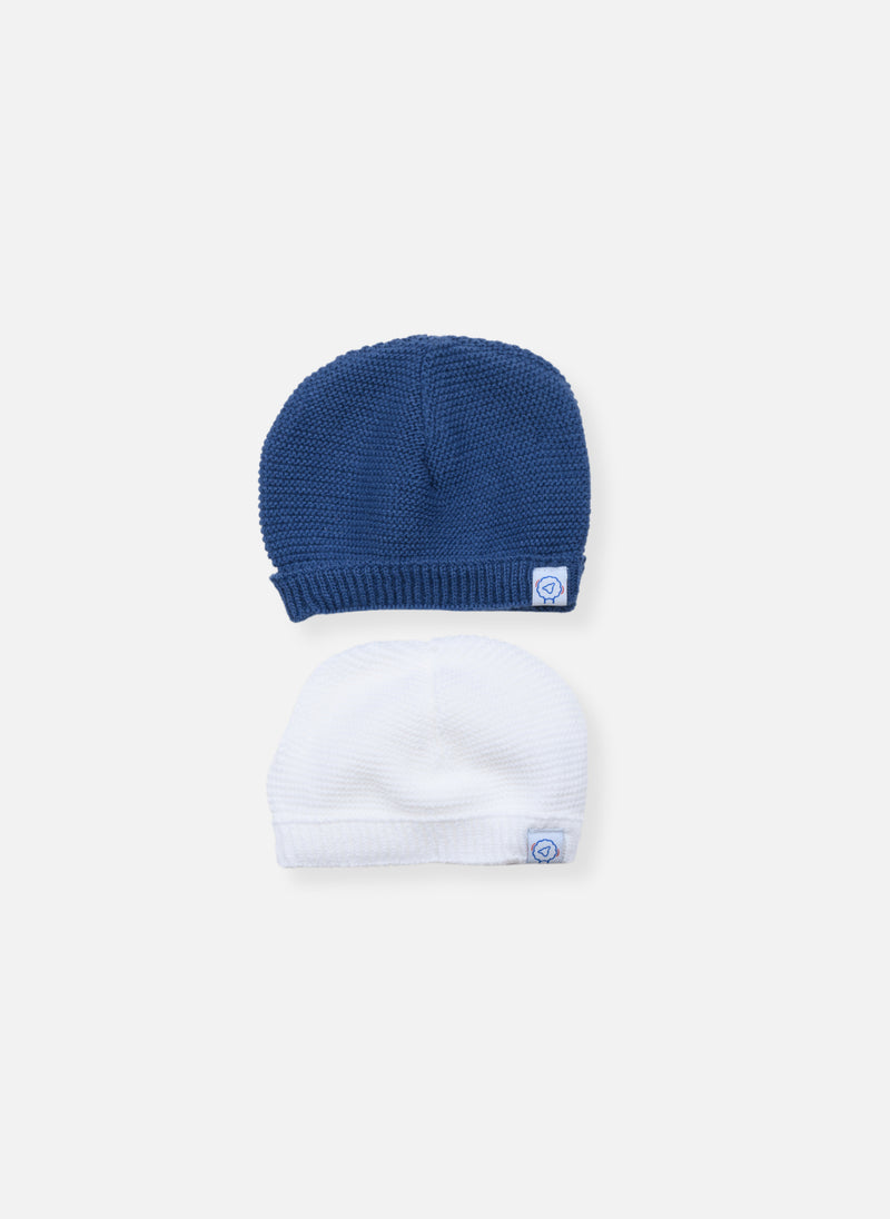 Lot De 2 Bonnets - Bleu Nuit/Blanc