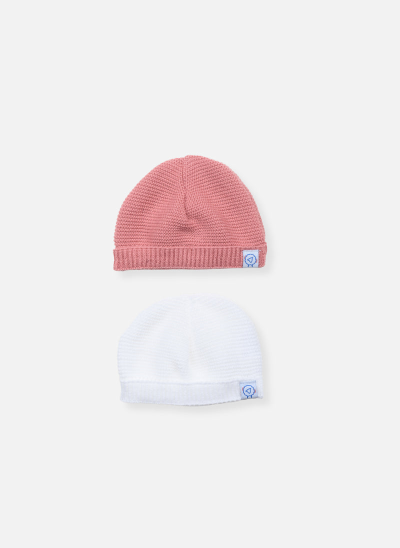 Lot De 2 Bonnets - Blanc/Pétunia