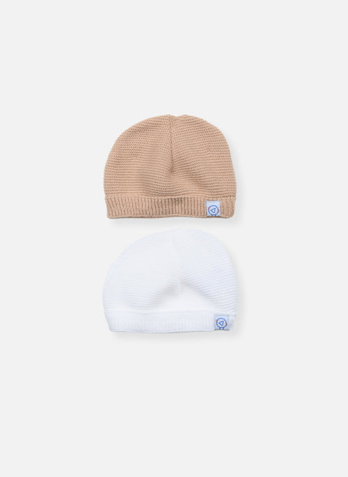 Lot De 2 Bonnets - Blanc/Moka