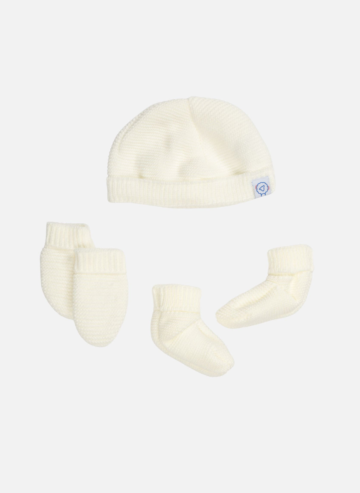 Accessoires Ensemble Naissance Bonnet, Moufles Et Chaussons - Écru