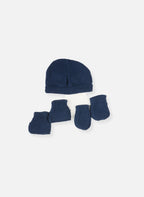 Accessoires Ensemble Naissance Bonnet, Moufles Et Chaussons - Marine
