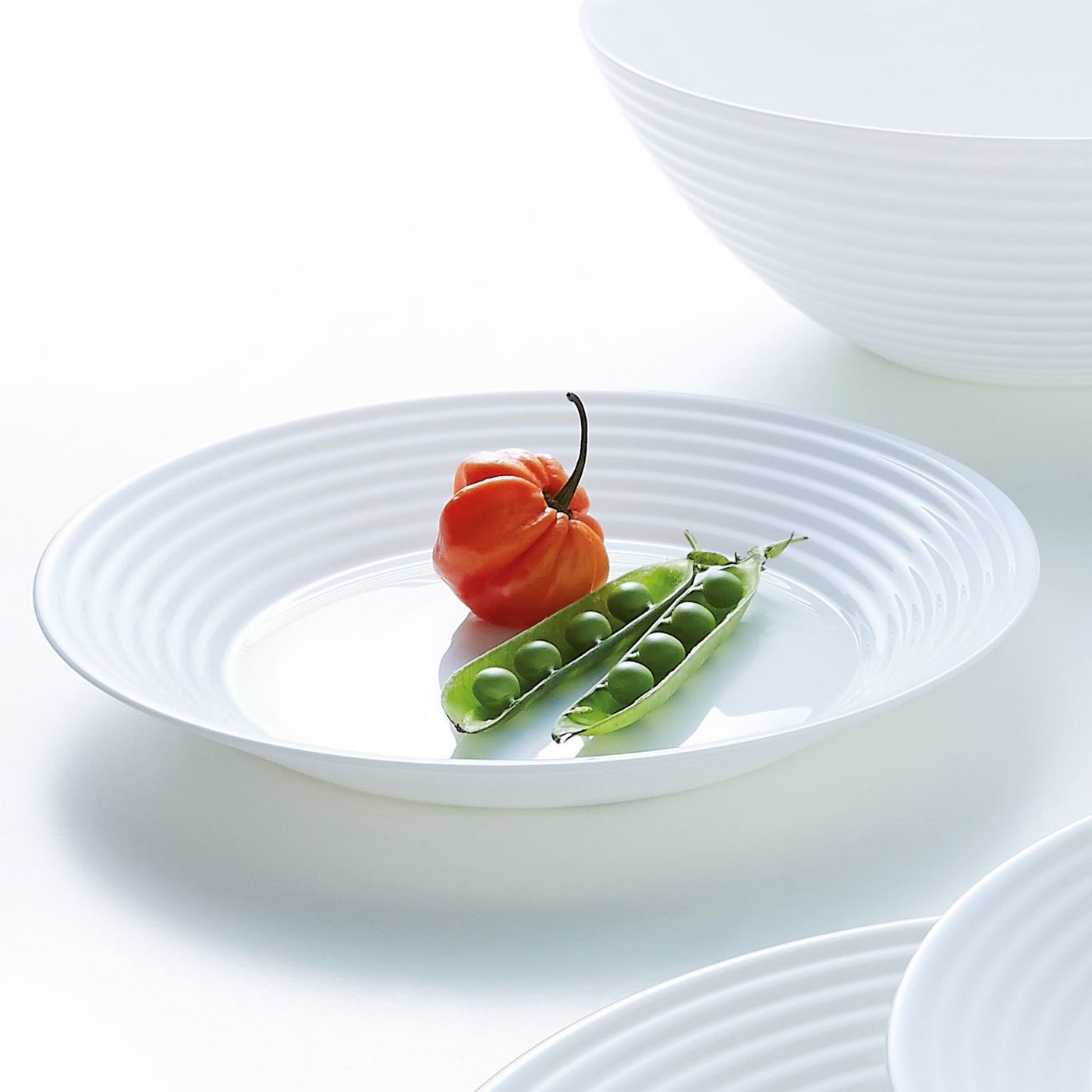 Harena - 6 Assiettes Creuses - Verre Opale Extra Résistant - Blanc - Luminarc