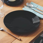 Harena - 6 Assiettes Creuses - Verre Trempé Extra Résistant - Noir - Luminarc