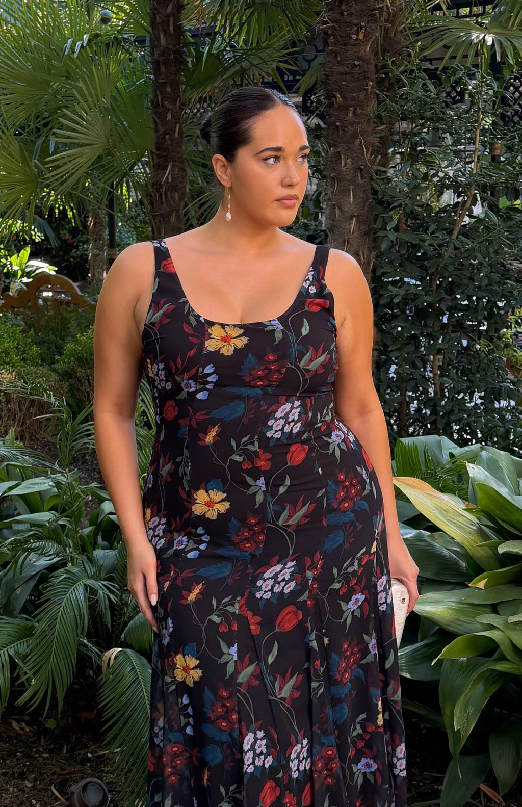 Robe Ondina Flores Negro