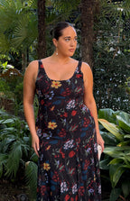 Robe Ondina Flores Negro