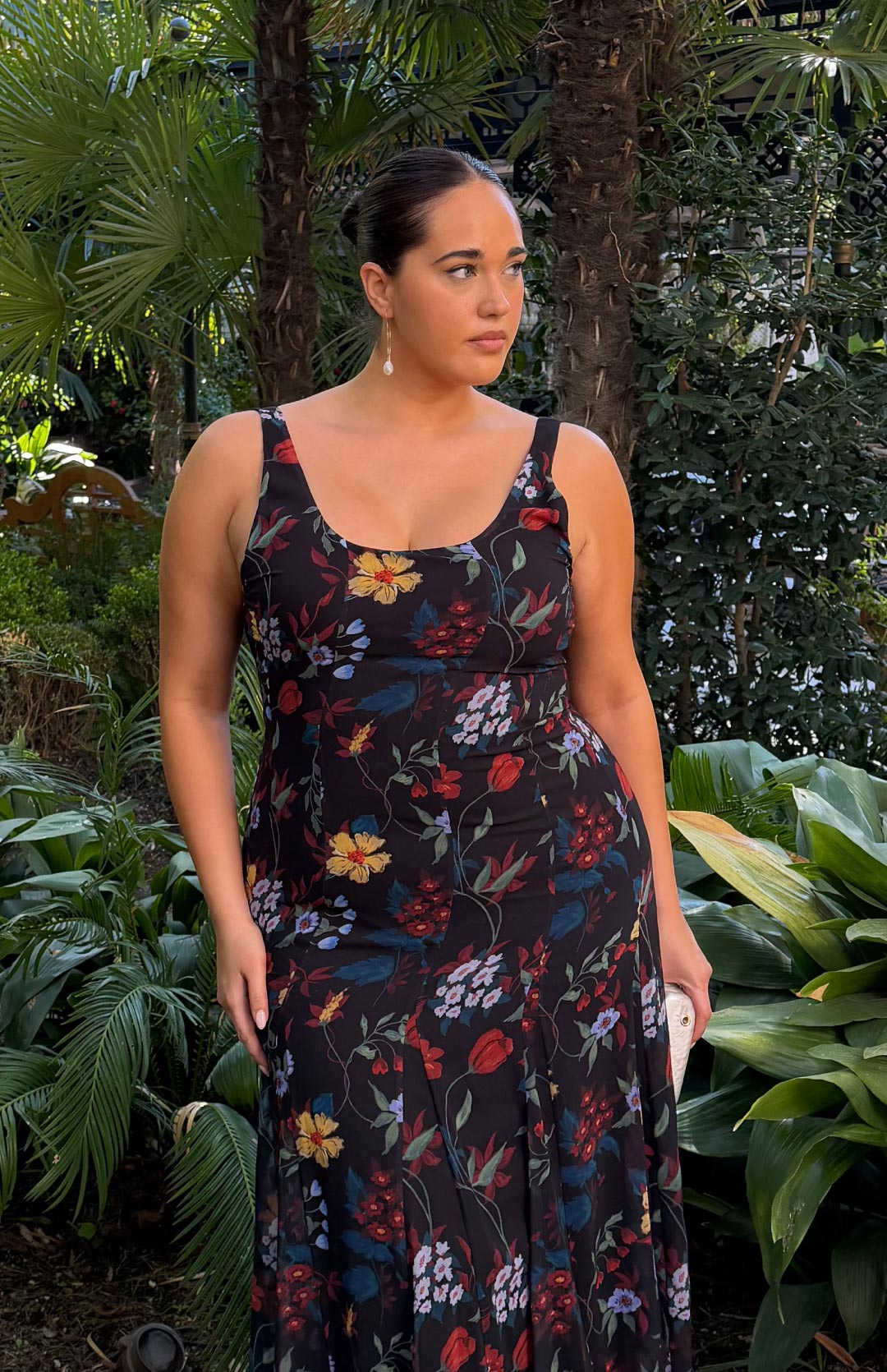 Robe Ondina Flores Negro