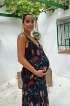 Robe Ondina Flores Negro