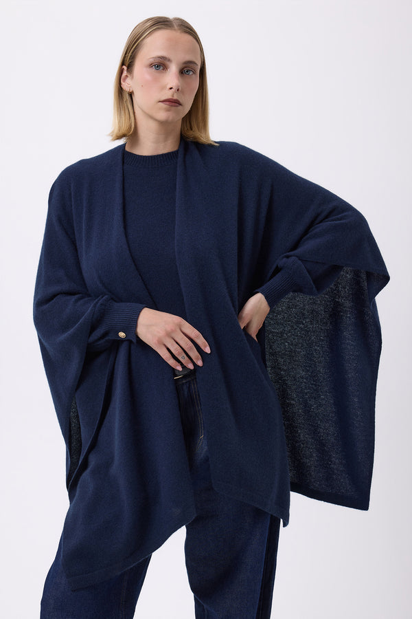 Poncho Lago - Bleu Marine - Femme