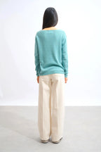 Boat Neck Jumper - Lanfon - Mottled Green