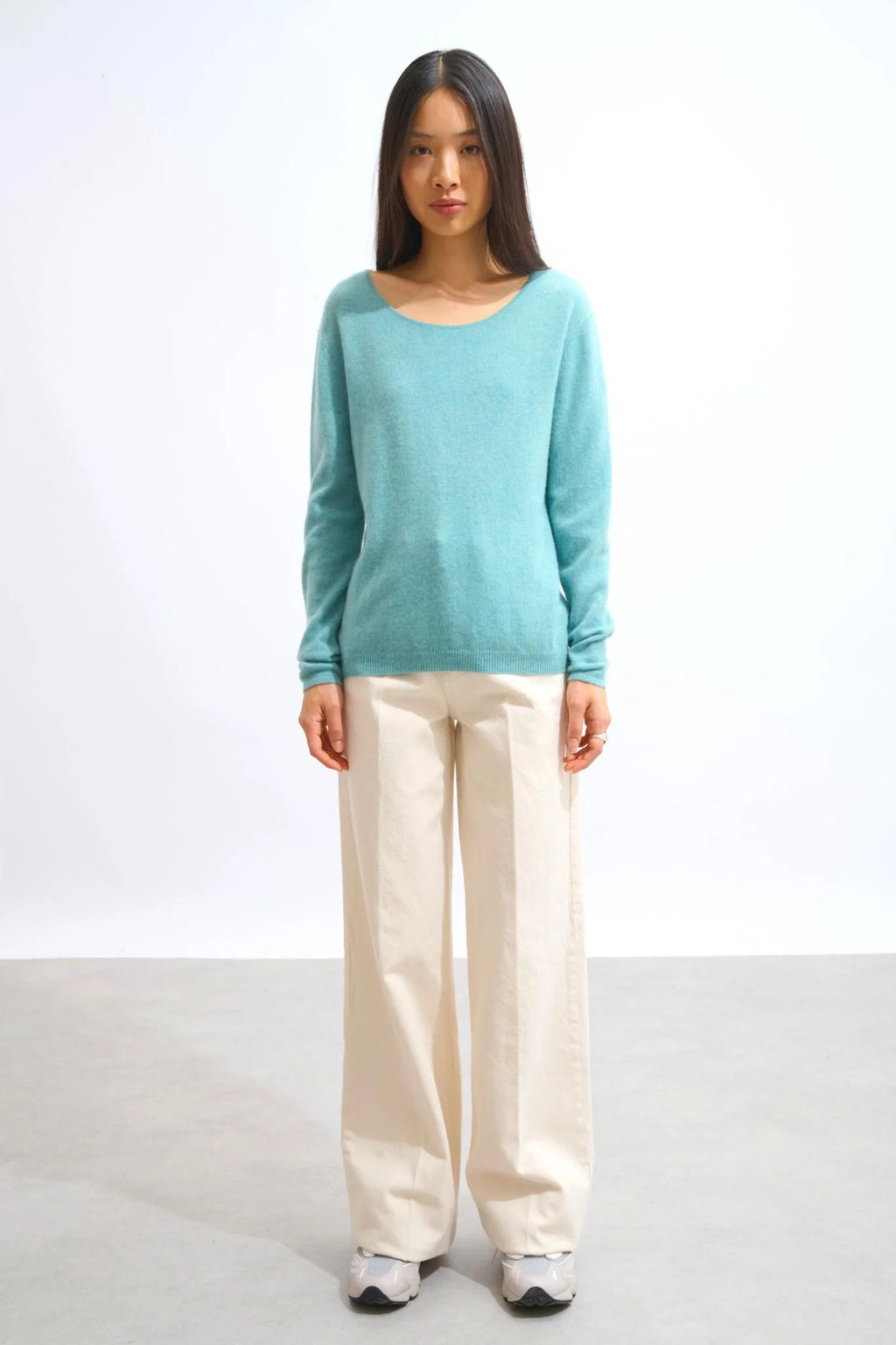 Boat Neck Jumper - Lanfon - Mottled Green