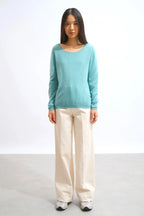 Boat Neck Jumper - Lanfon - Mottled Green