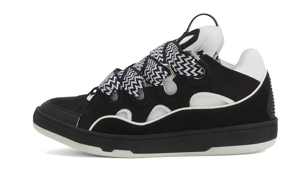 Curb Leather Sneakers Black White