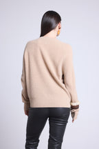 Lara Leopard Jacquard Crew Neck Jumper - Beige - Women