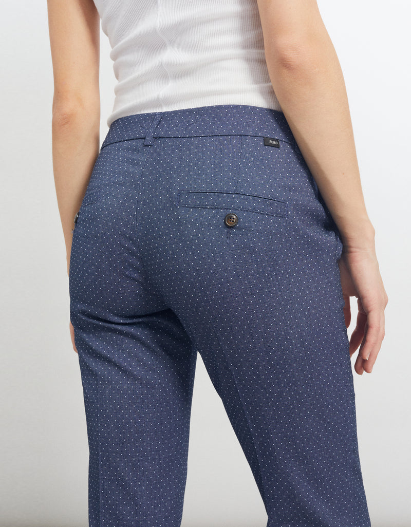 Reiko - Larson Fancy Basic Cigarette Pants - Dots White - Mujer