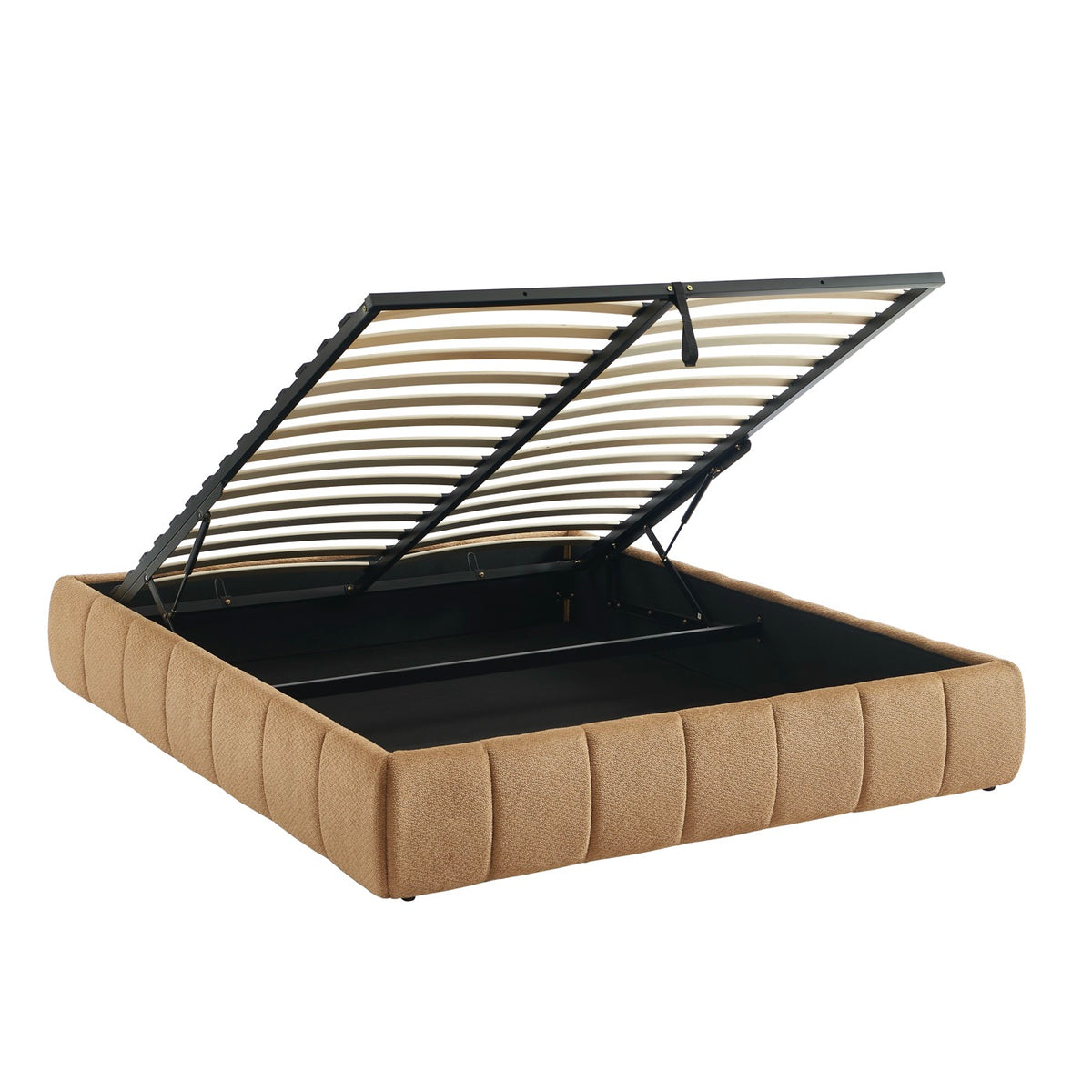 Lavinia - Letto contenitore - Tessuto ciniglia caramello