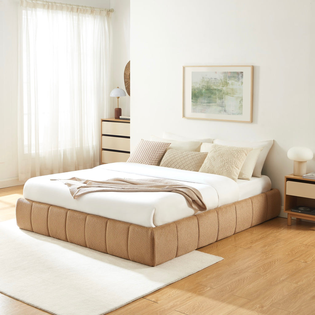Lavinia - Letto contenitore - Tessuto ciniglia caramello