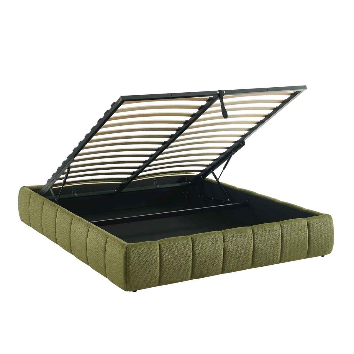 Lavinia - Letto contenitore - Tessuto ciniglia verde