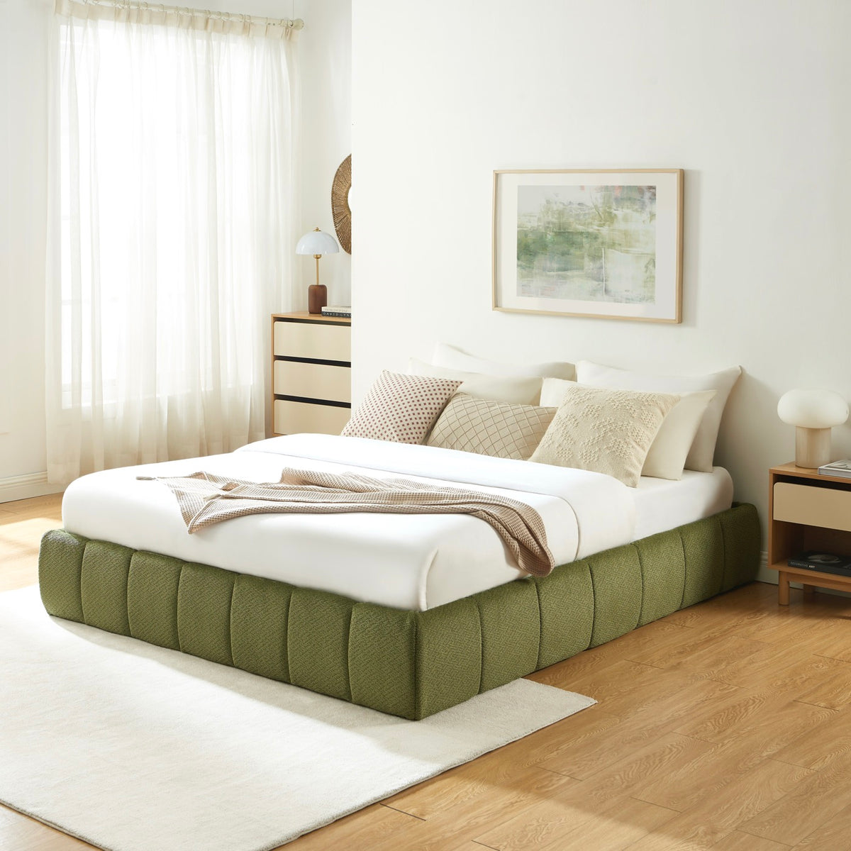 Lavinia - Letto contenitore - Tessuto ciniglia verde
