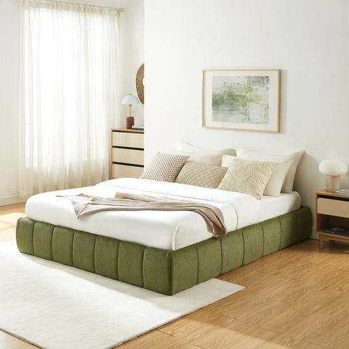 Lavinia - Cama contenedor - Tela de chenilla verde