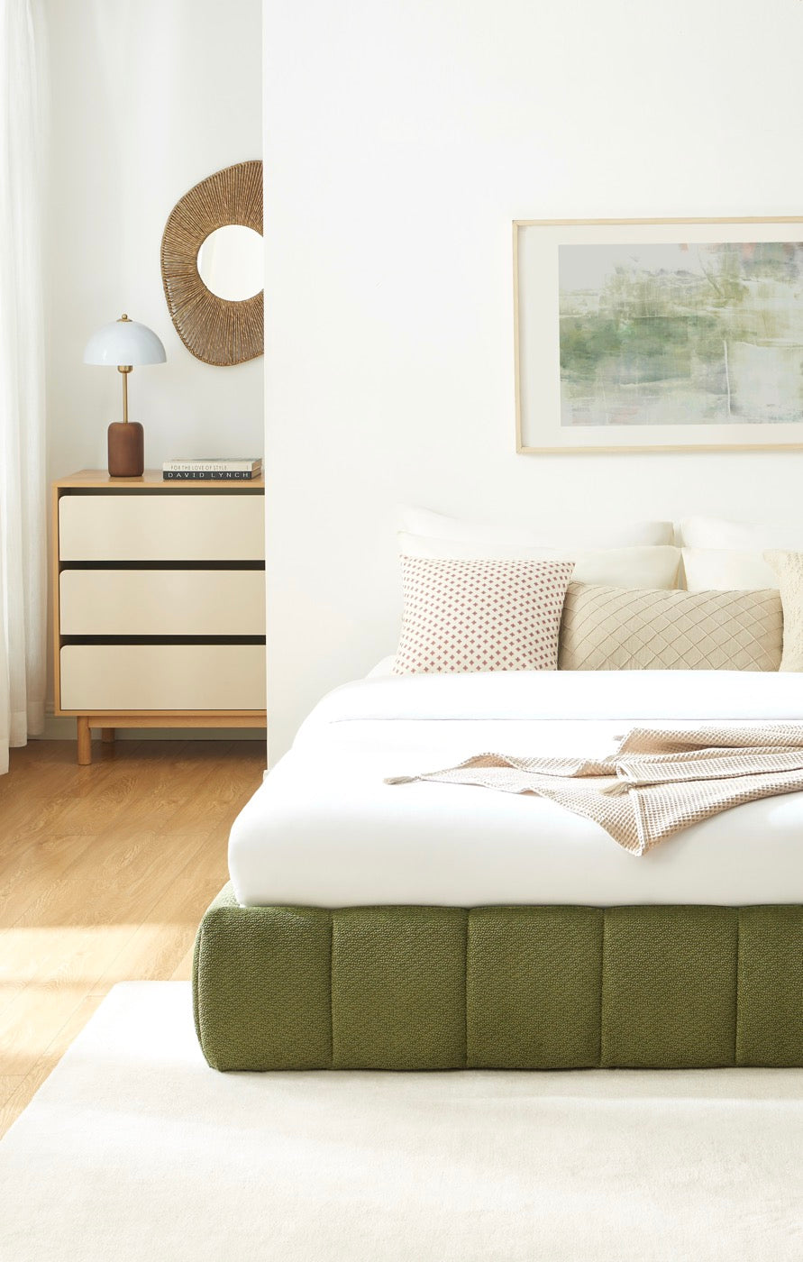 Lavinia - Letto contenitore - Tessuto ciniglia verde