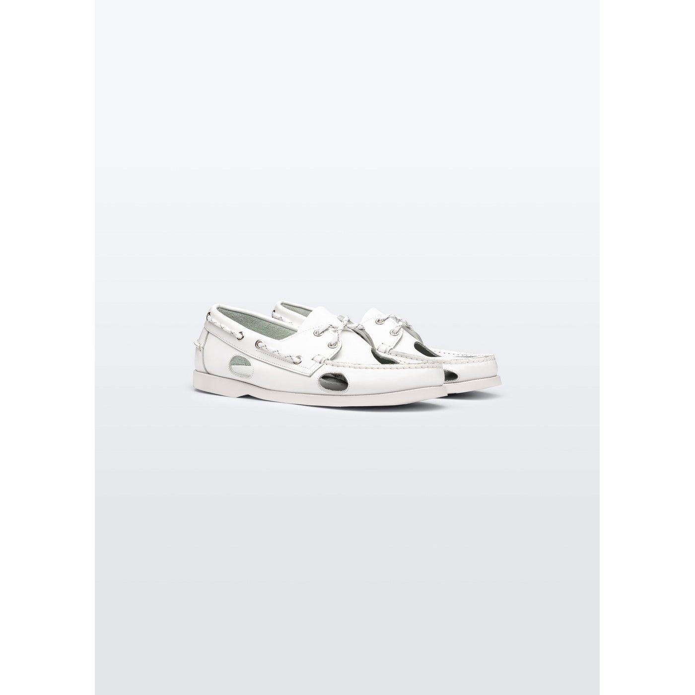 Mocasines Náuticos Blancos Con Agujeros - Blanco