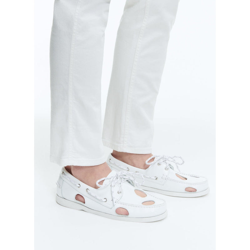 Mocassins Bateau Blancs À Trous - Blanc