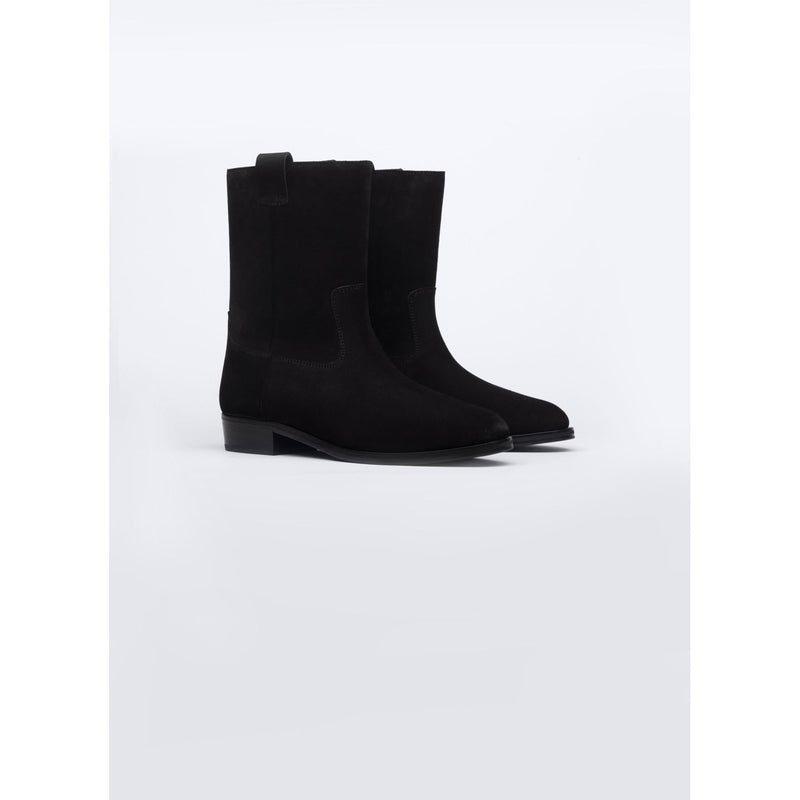 Bottes Style Camarguaises En Croûte De Cuir - Noir
