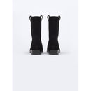 Bottes Style Camarguaises En Croûte De Cuir - Noir