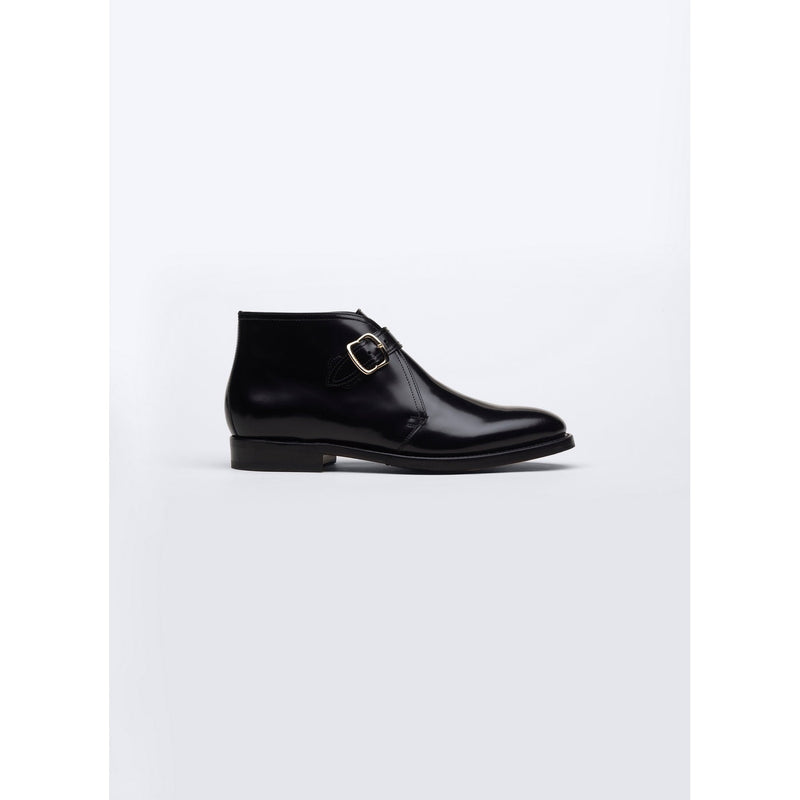 Botines de piel con hebilla - Negro
