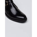 Botines de piel con hebilla - Negro