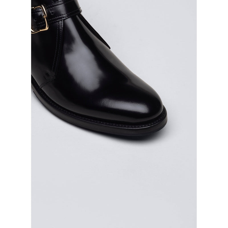 Botines de piel con hebilla - Negro