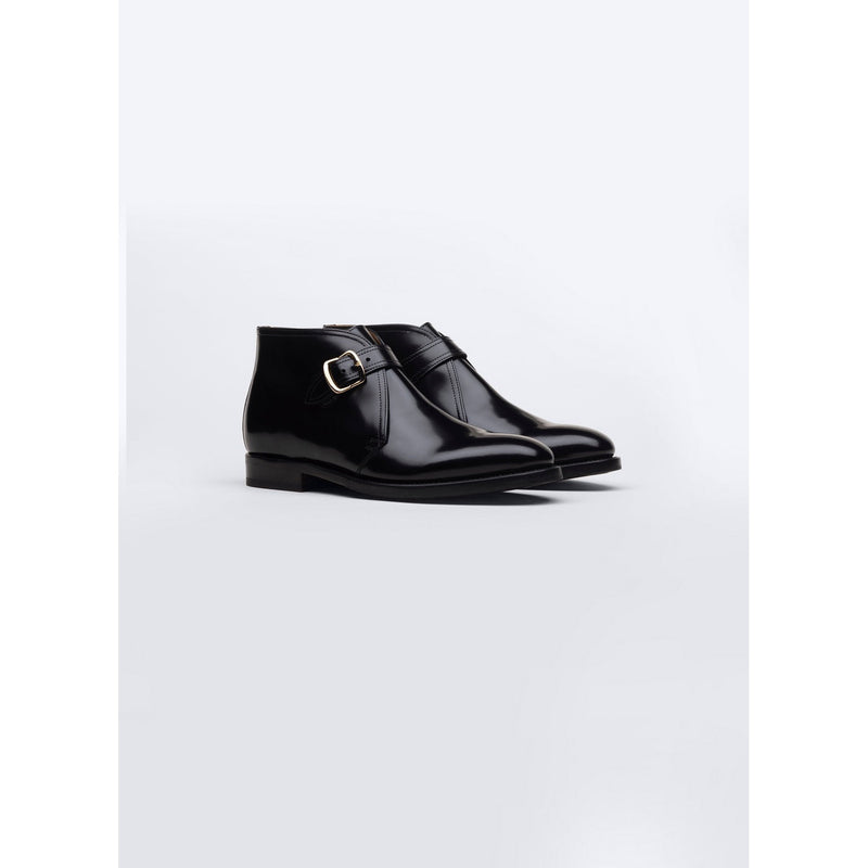 Botines de piel con hebilla - Negro