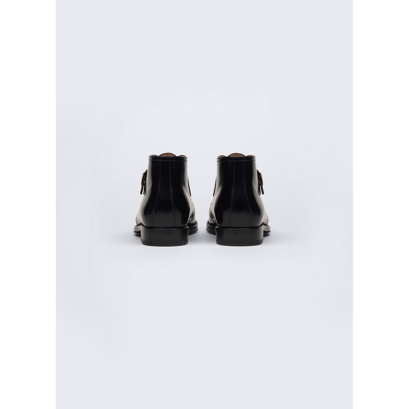 Botines de piel con hebilla - Negro