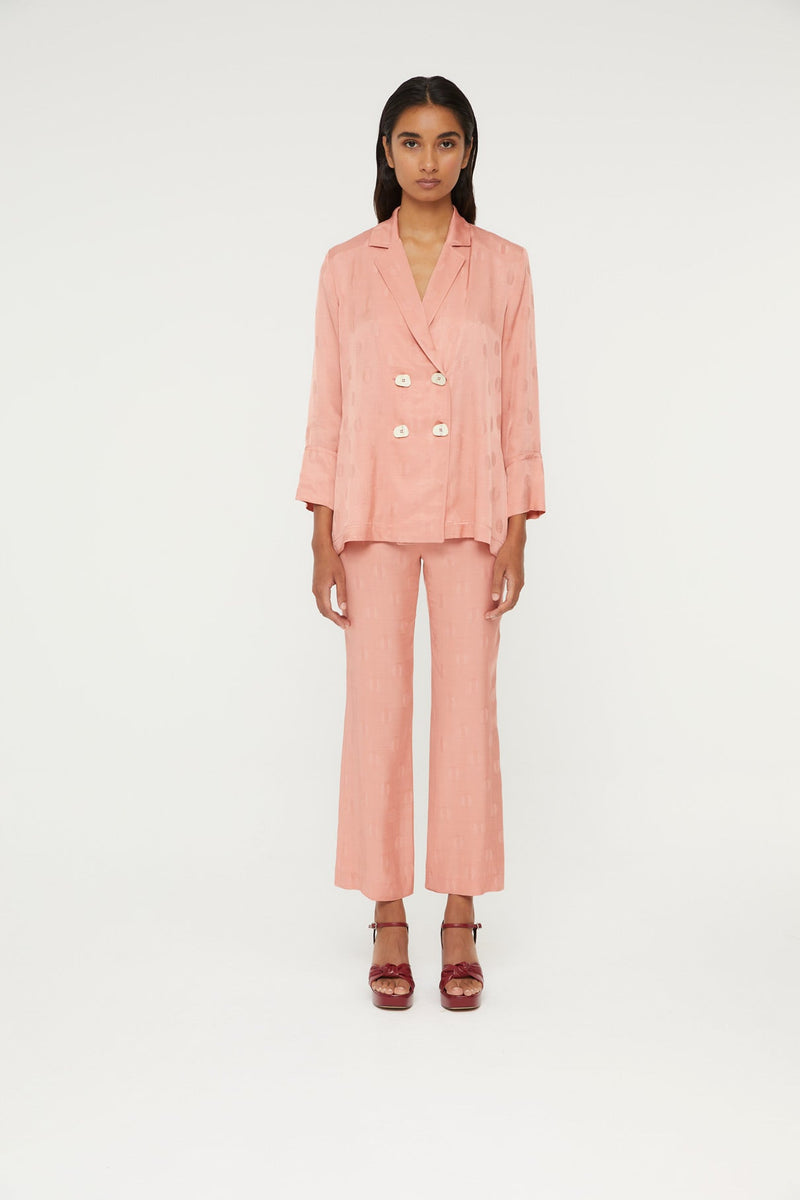 Pantalon Sixties Crop Jacquard Café Rose