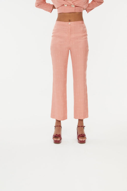Pantalon Sixties Crop Jacquard Café Rose