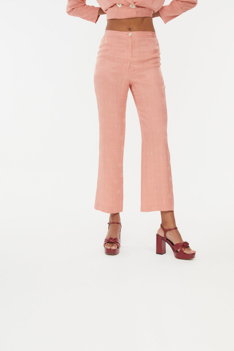 Pantalon Sixties Crop Jacquard Café Rose