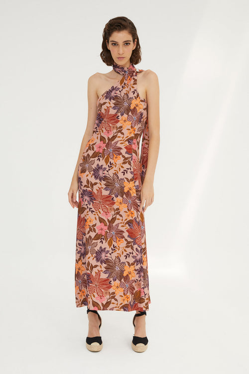 Robe Dos Nu Fleuri Nude