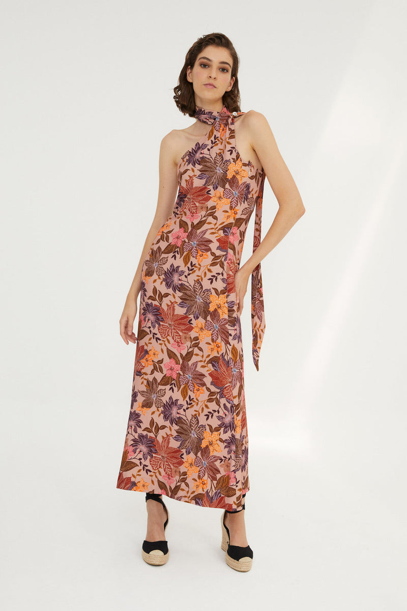Robe Dos Nu Fleuri Nude