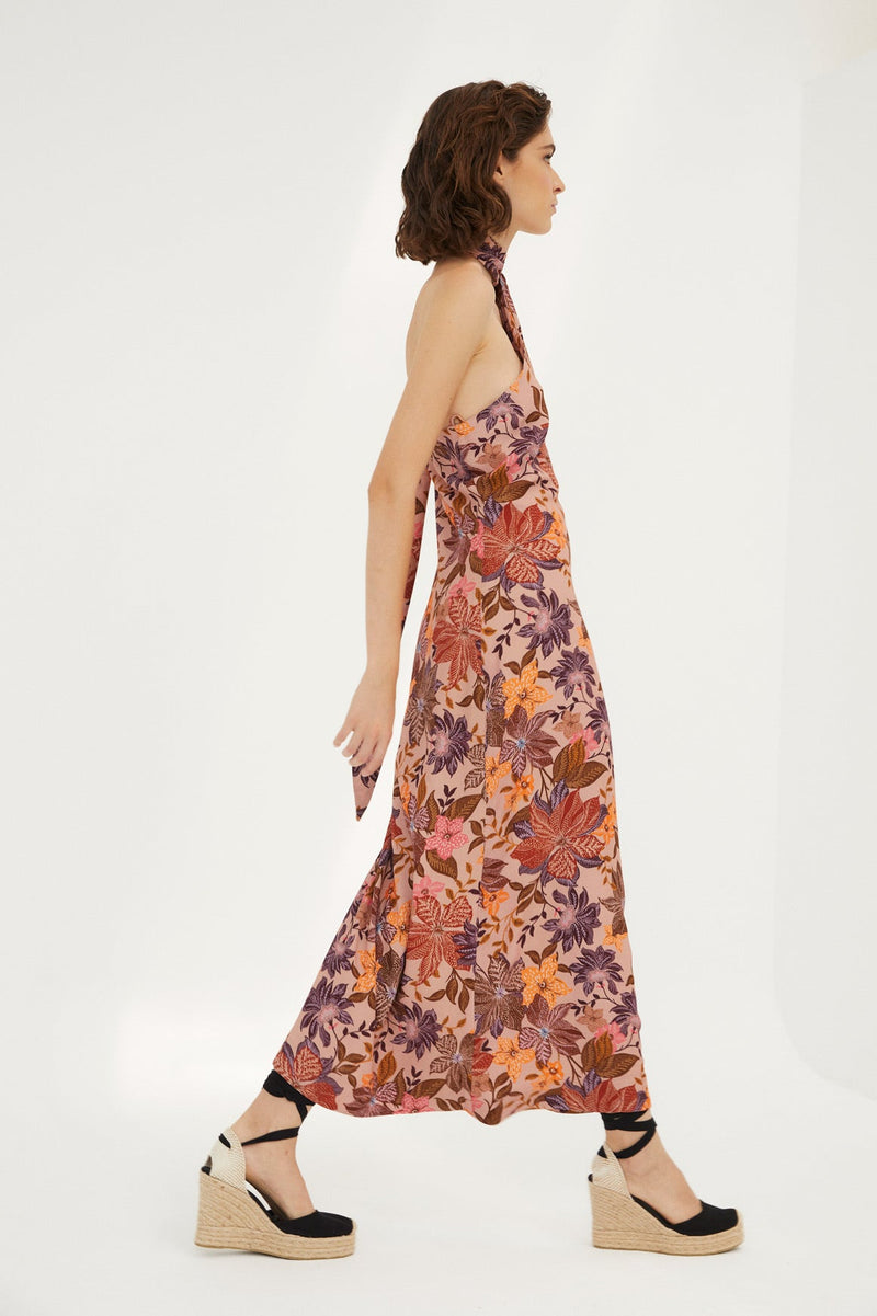Robe Dos Nu Fleuri Nude