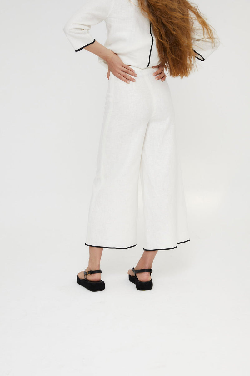 Pantalon Feston Fil Blanc