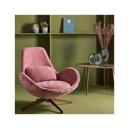 Queen Pink Fabric Swivel Armchair - Pink