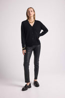 Boyfriend Cardigan V-Neck Lea - Black - 100% Cashmere Oeko-Tex - Woman